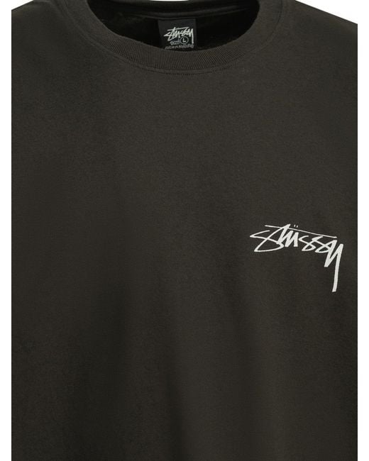 Stussy Black Cotton T-Shirt for men