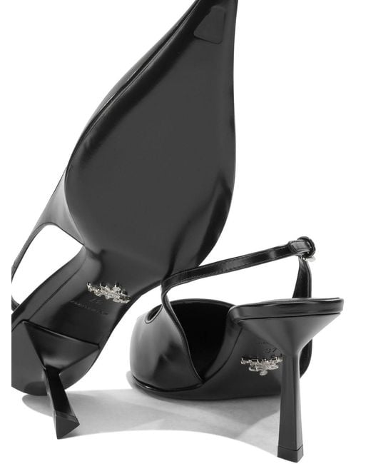 Prada Black 50Mm Leather Slingbacks