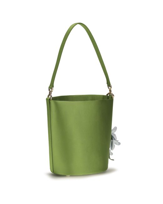 Self-Portrait Green Satin Bucket Bag