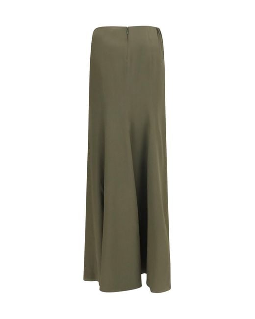 McQueen Green Draped Long Skirt