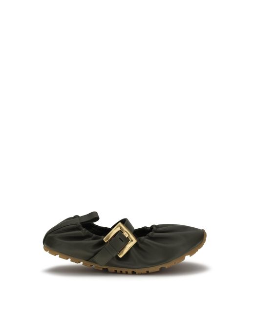 Balmain White Buckle Strap Ballerinas