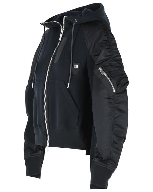 Sacai Black Cotton Blend Hoodie