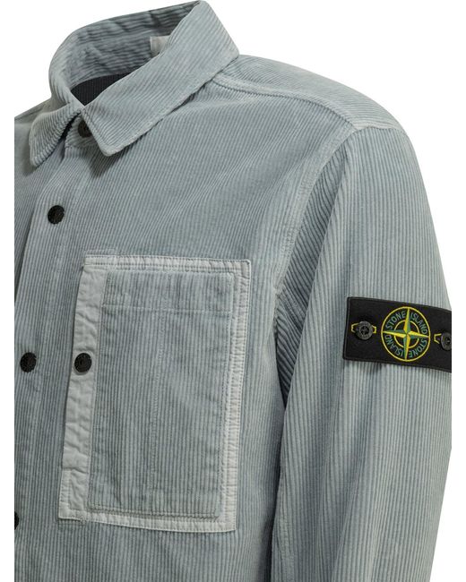 Stone Island Gray Corduroy 800 Overshirt Jacket Light for men
