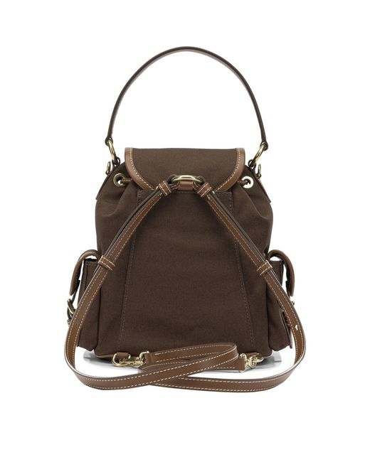 Miu Miu Brown Canvas And Leather Backpack