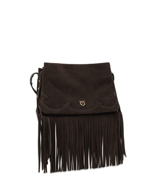 Pinko Black Shoulder Bag Suede