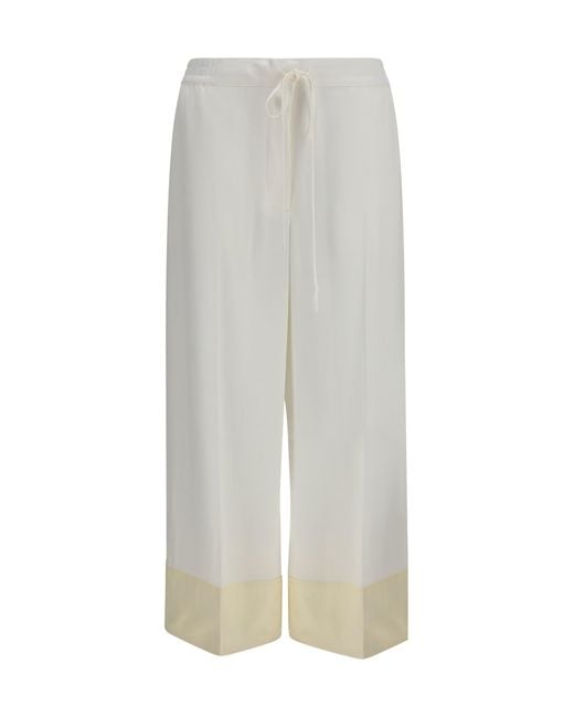 Totême White Drawstring Satin Pants