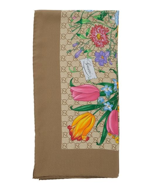 Gucci Gray Gg Silk Foulard