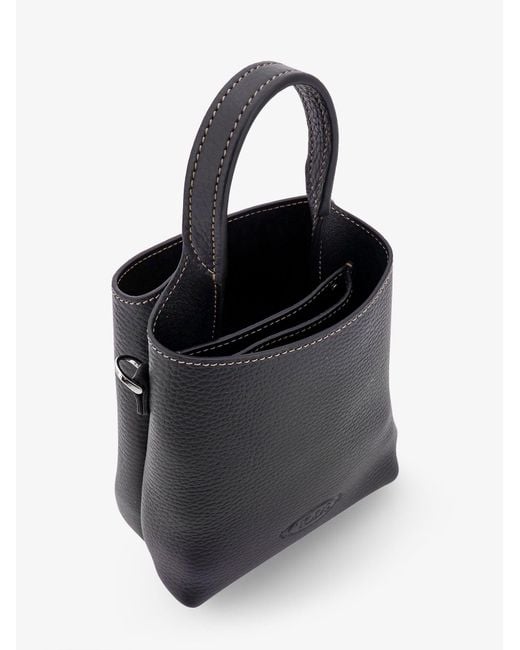 Tod's Black Leather Handbag With Removable T Timeless Hang-Tag