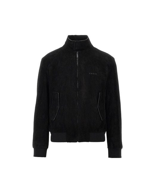 Gucci Black Suede Leather Bomber Jacket for men