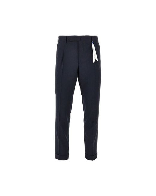 Santaniello Blue 'Corice Rima' Wool Pants for men