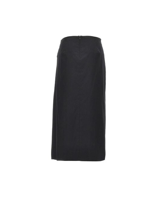 Max Mara Black Stretch Satin Midi Skirt