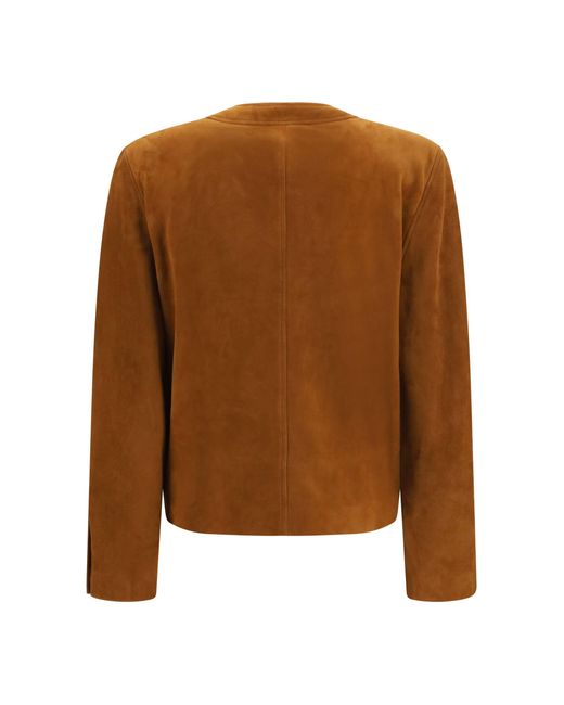 Saint Laurent Brown Short Suede Jacket With Buttons