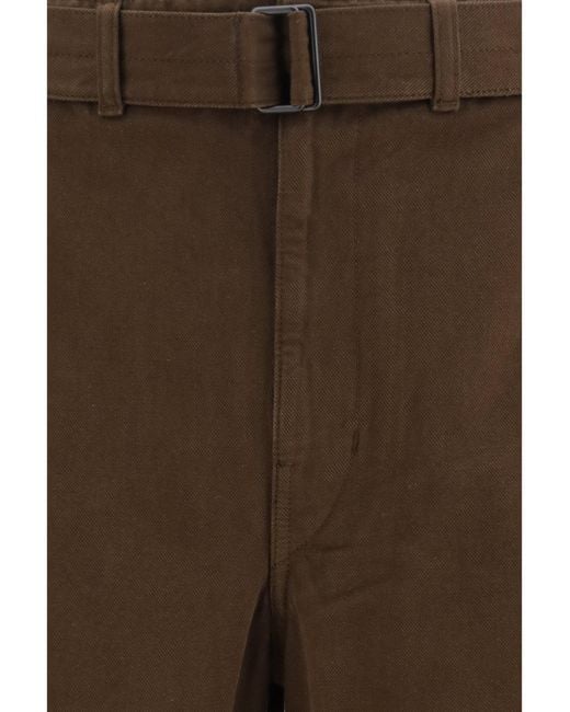 Lemaire Brown Heavy Dyed Twill Belted Pants Ristretto for men