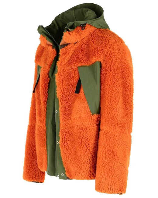 Sacai Orange 'Sherling' Wool Blend Jacket for men