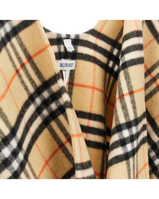 Burberry Metallic Check Wool And Cashmere Cape