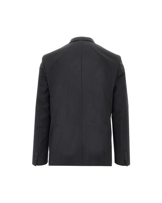 MARSĒM Black Stretch Wool-Blend Double-Breasted Jacket for men