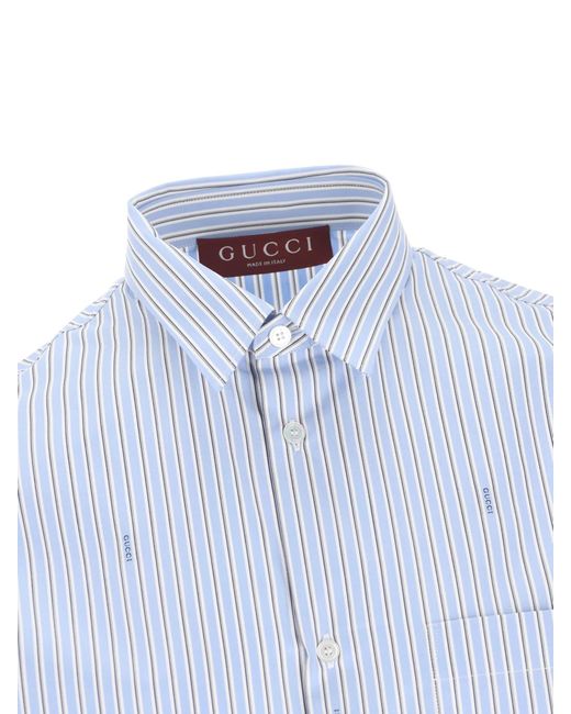 Gucci Blue Cotton Popline Shirt for men