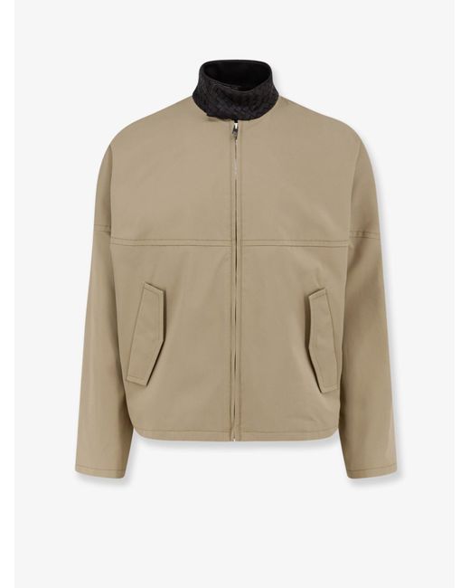 Bottega Veneta Natural Cotton Jacket With Intrecciato Detail for men