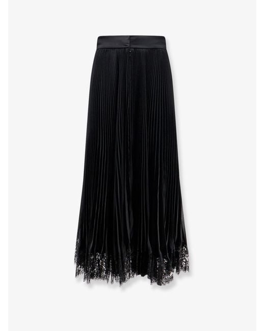 Dolce & Gabbana Black Long Pleated Skirt With Lace