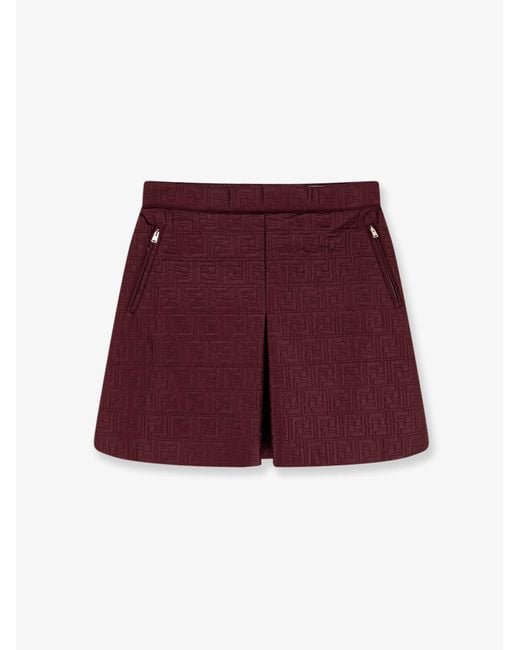 Fendi Red Quilted Nylon Mini Skirt
