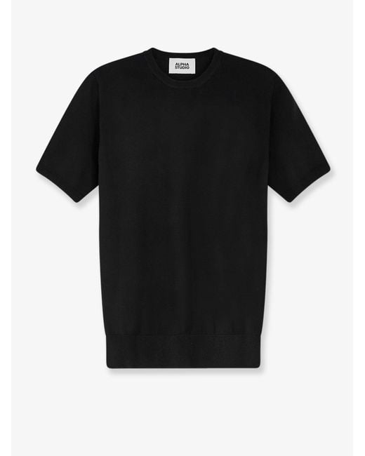 Alpha Studio Black Cotton Sweater