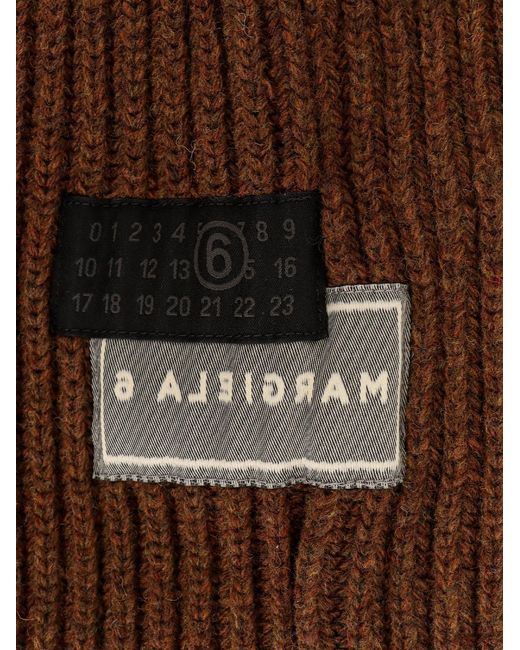 MM6 by Maison Margiela Brown Wool Blend Balaclava With Distressed Effect