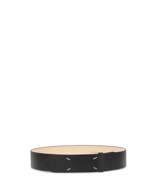 Margiela Black Grained Four-Stitch Belt