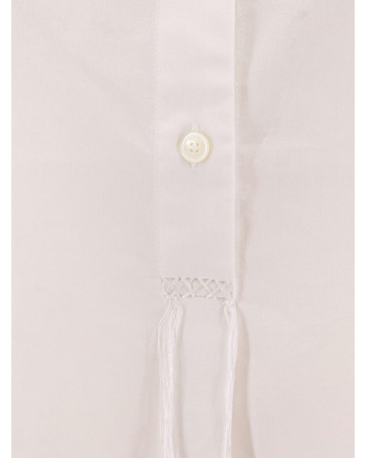 Totême  White Stand Collar Organic Cotton Shirt