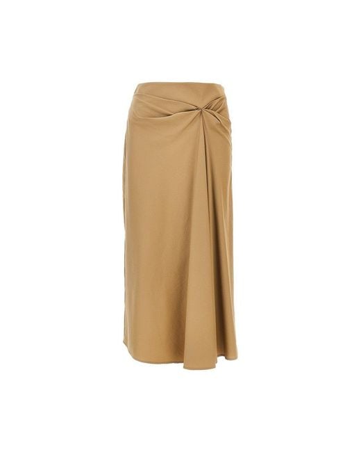 Max Mara Natural Stretch Poplin Draped Midi Skirt