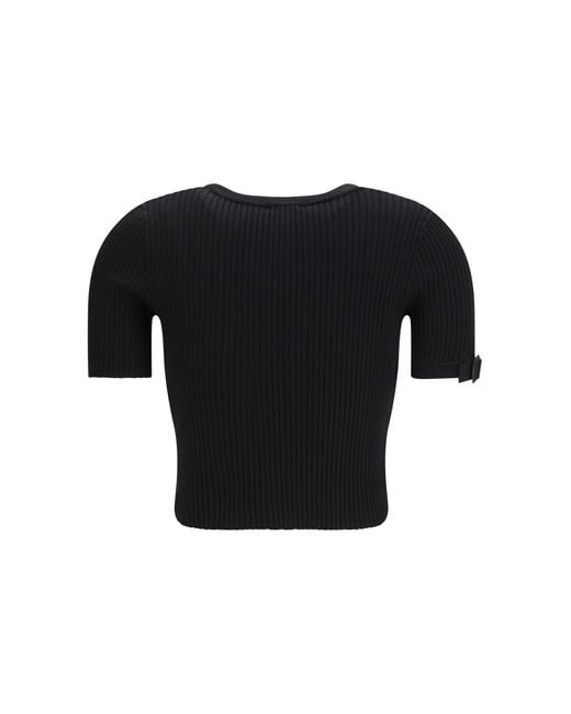Courreges Black Crop Top Ribbed
