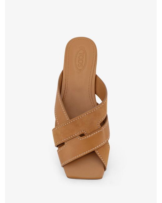 Tod's Brown Leather Sandals With Suede Detail