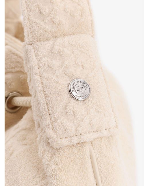Tory Burch Natural T Monogram Terry Canvas Bucket Bag