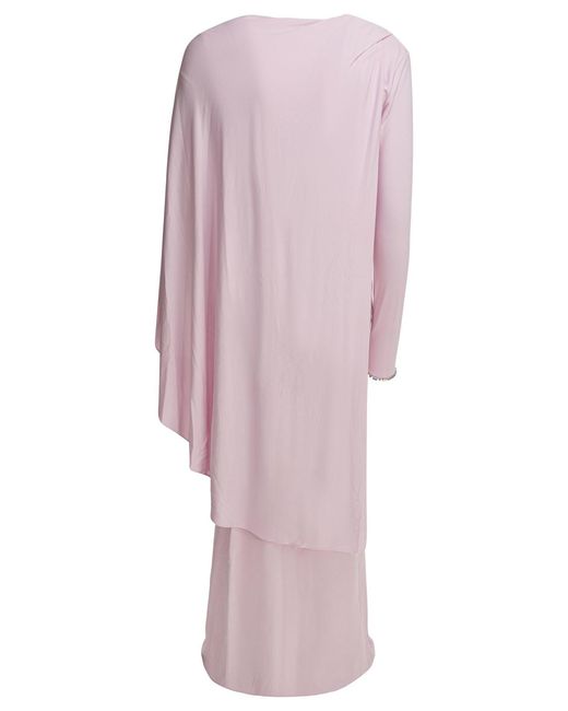 Self-Portrait Pink Long Draped Jersey Dress
