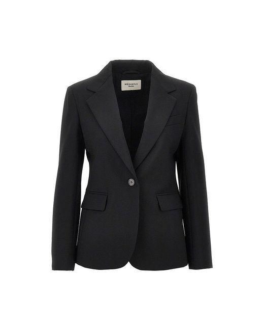 Weekend by Maxmara Black Virgin Wool Single-Breasted Jacket