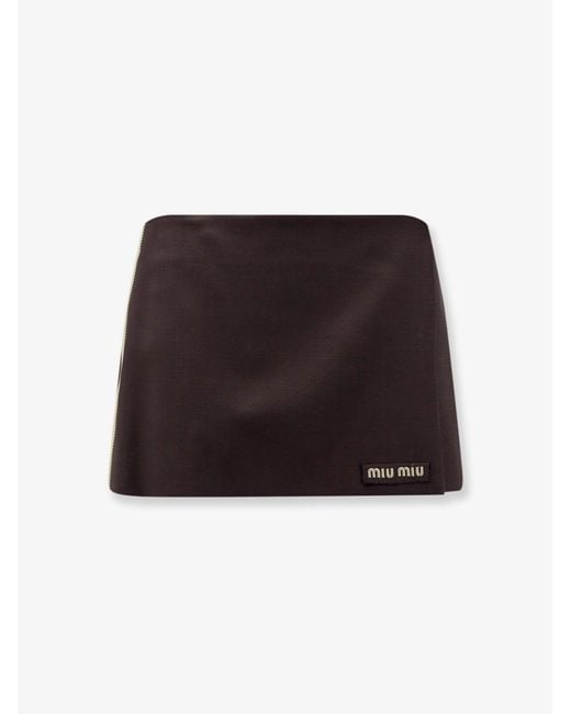 Miu Miu Black Mohair And Virgin Wool Mini Skirt