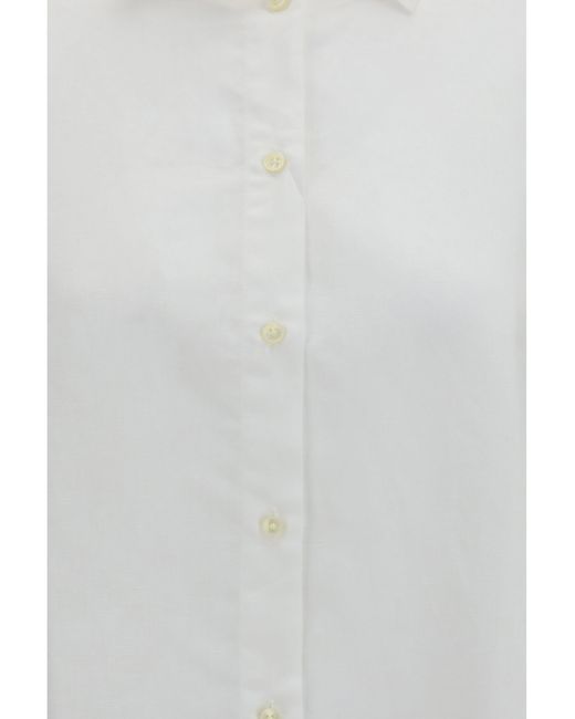 Deperlu White Bianca Cotton And Linen Blend Shirt Bianco