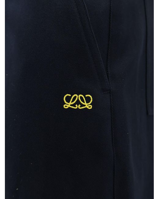 Loewe Blue Denim Trousers With Contrasting Embroidered Logo for men