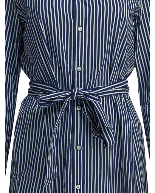 Polo Ralph Lauren Blue Chemisier Midi Dress With Logo