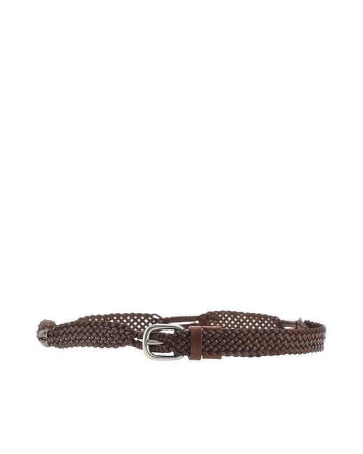 Brunello Cucinelli Brown Braided Leather Belt for men
