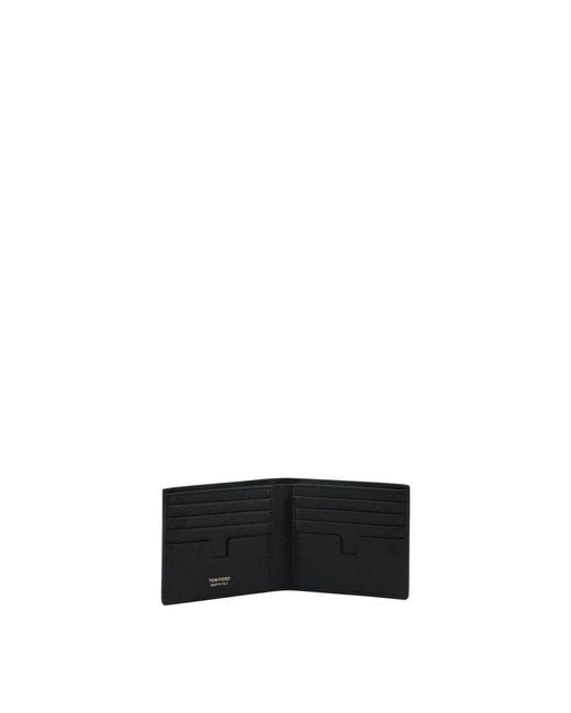Tom Ford Black Small Grain Leather Bifold Wallet for men