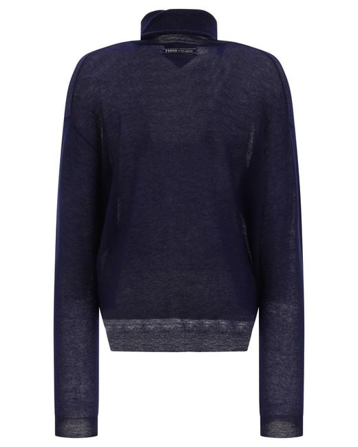 Prada Blue Cashmere Turtleneck