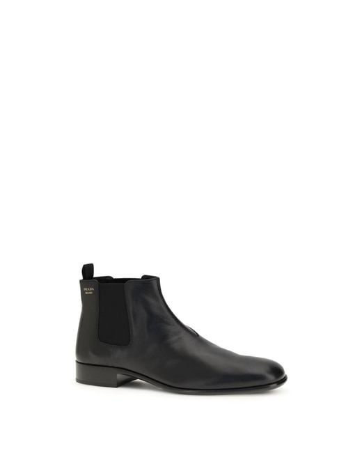 Prada White Leather Ankle Boots