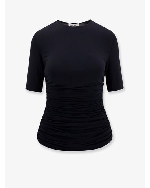 Alaïa Blue T-Shirts And Polos Noir Viscosa Elastan