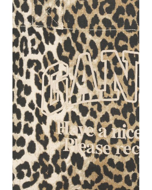 Ganni White Leopard Print Tote Bag