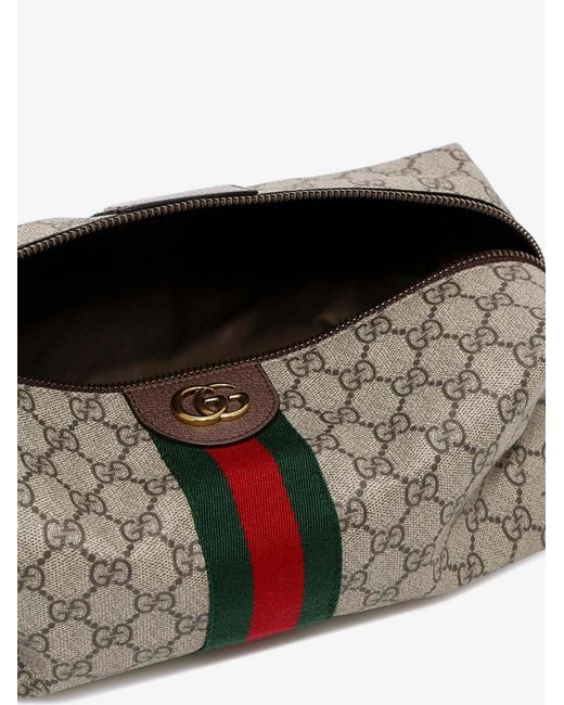 Gucci Gray Gg Supreme Fabric And Leather Beauty Case for men