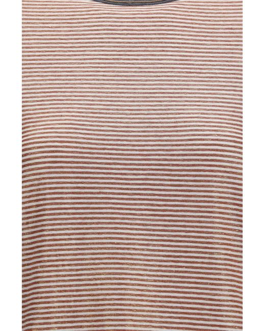 Brunello Cucinelli Pink Crewneck T-Shirt Linen