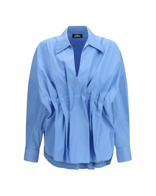 Ella Blue Shirt With Front Ruching