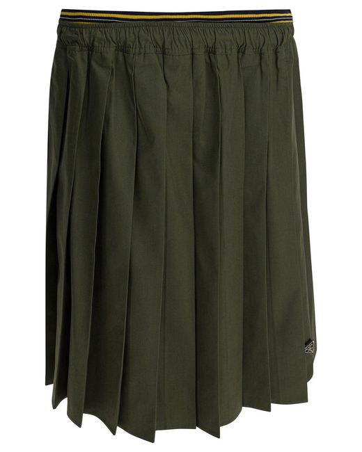 Women's Green Pleated Skirt Re-Nylon