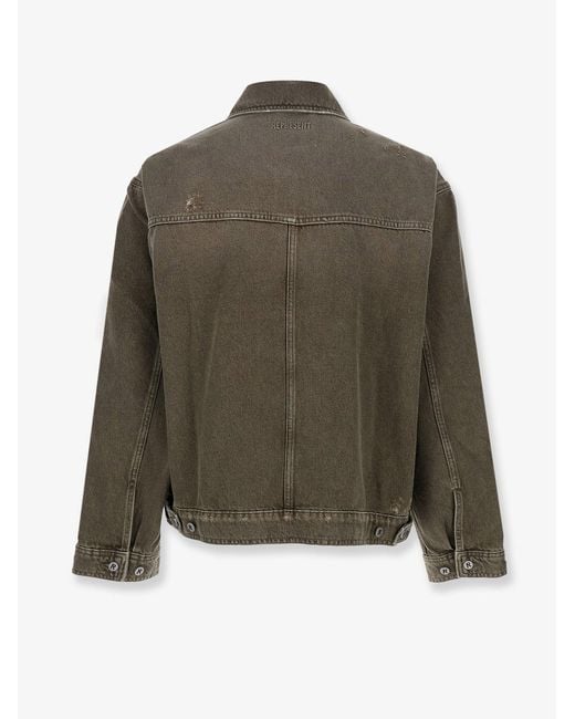 Represent Green Denim Jacket With Distressed Effect for men