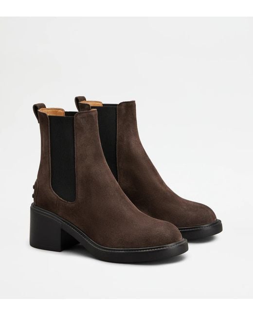 Tod's Brown Suede Heeled Ankle Boots